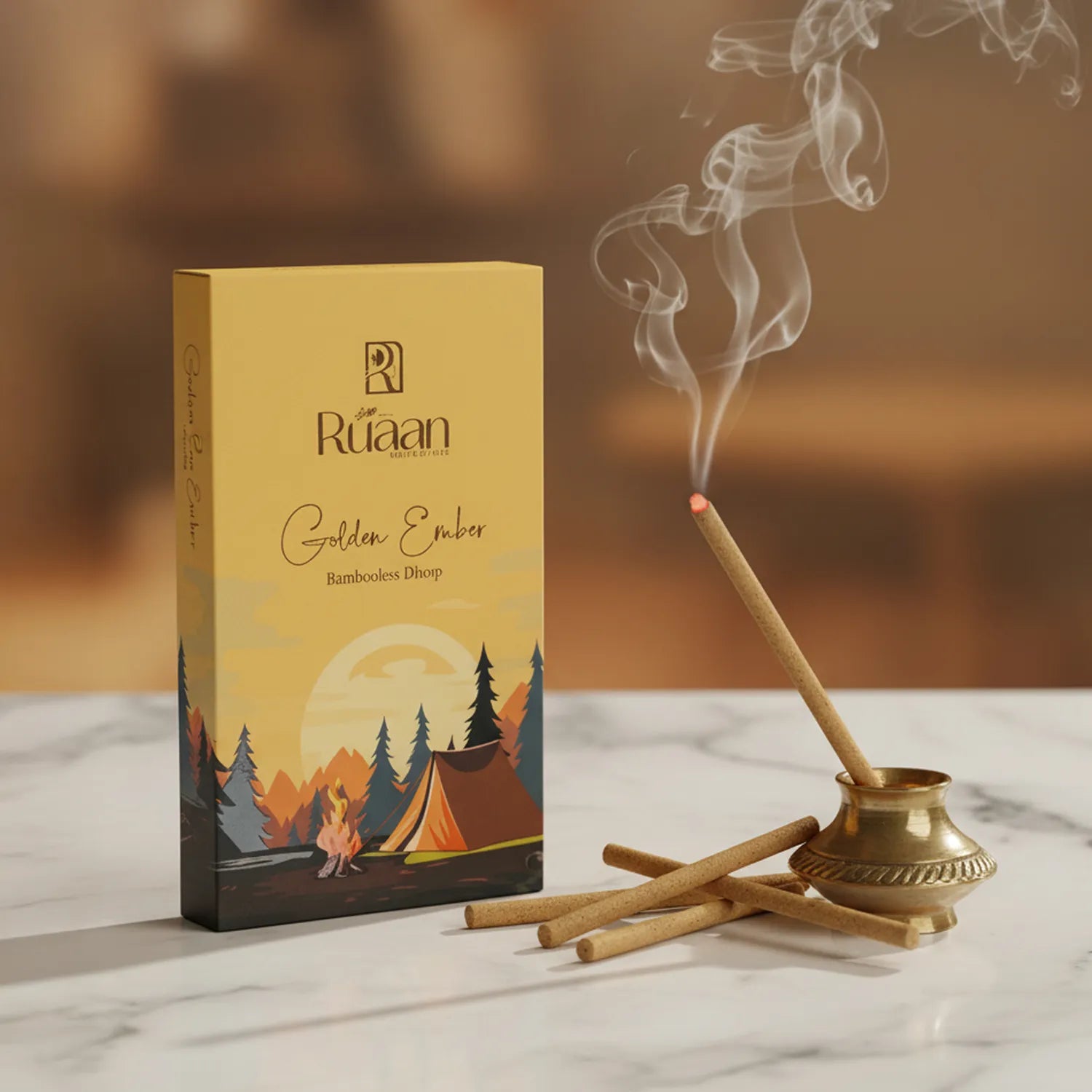 Golden Ember Bambooless Dhoop Sticks – Soulful & Stress Releasing