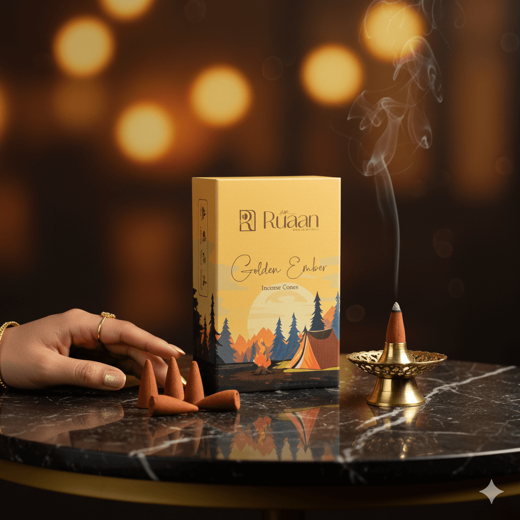 Golden Ember Incense Cones – Soulful & Stress Releasing