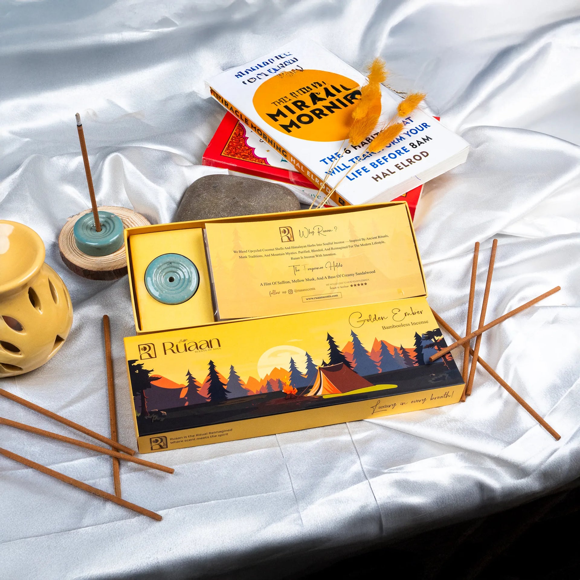 Ocean Whispers & Golden Ember Bambooless Incense Sticks Combo