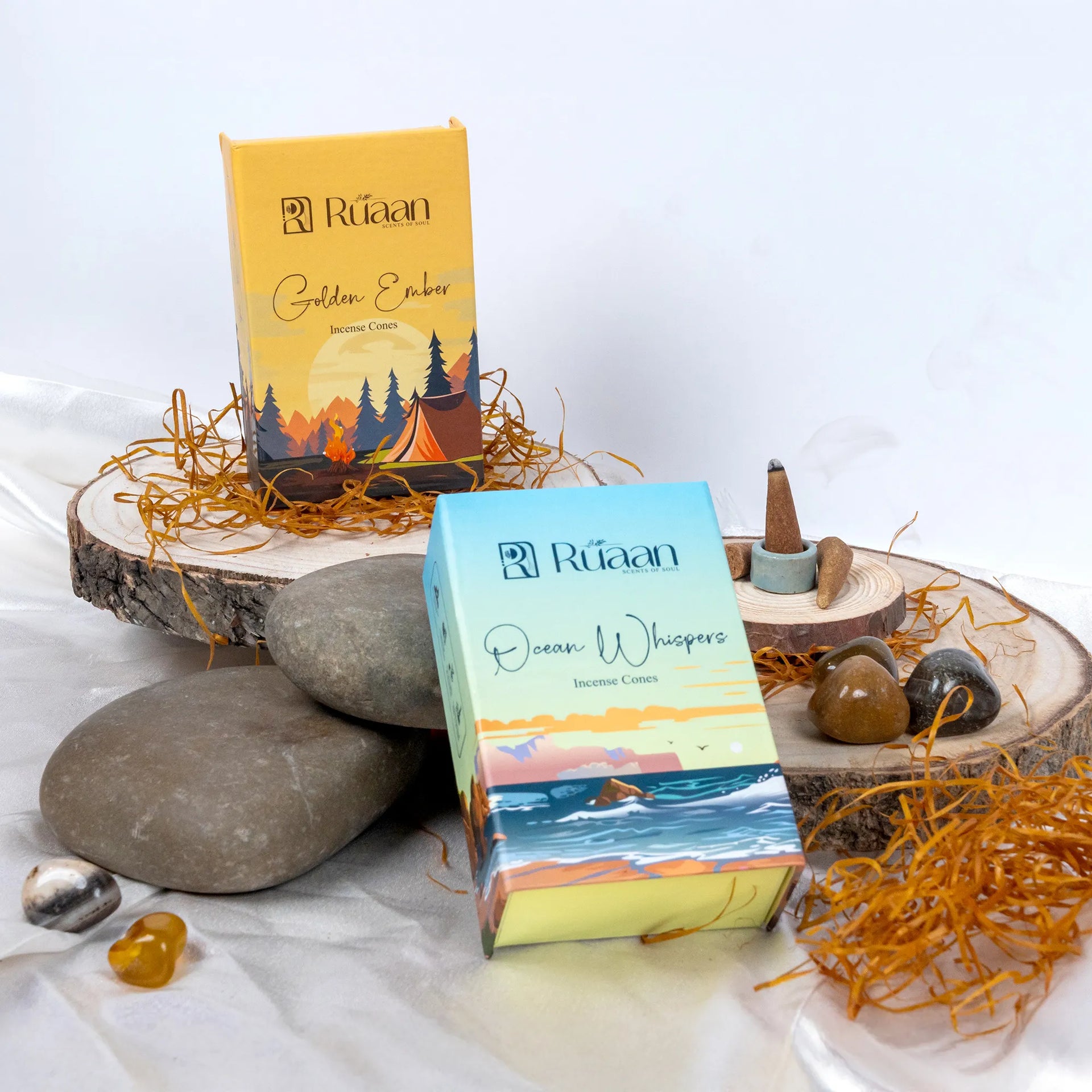 Ocean Whispers & Golden Ember Incense Cones Combo