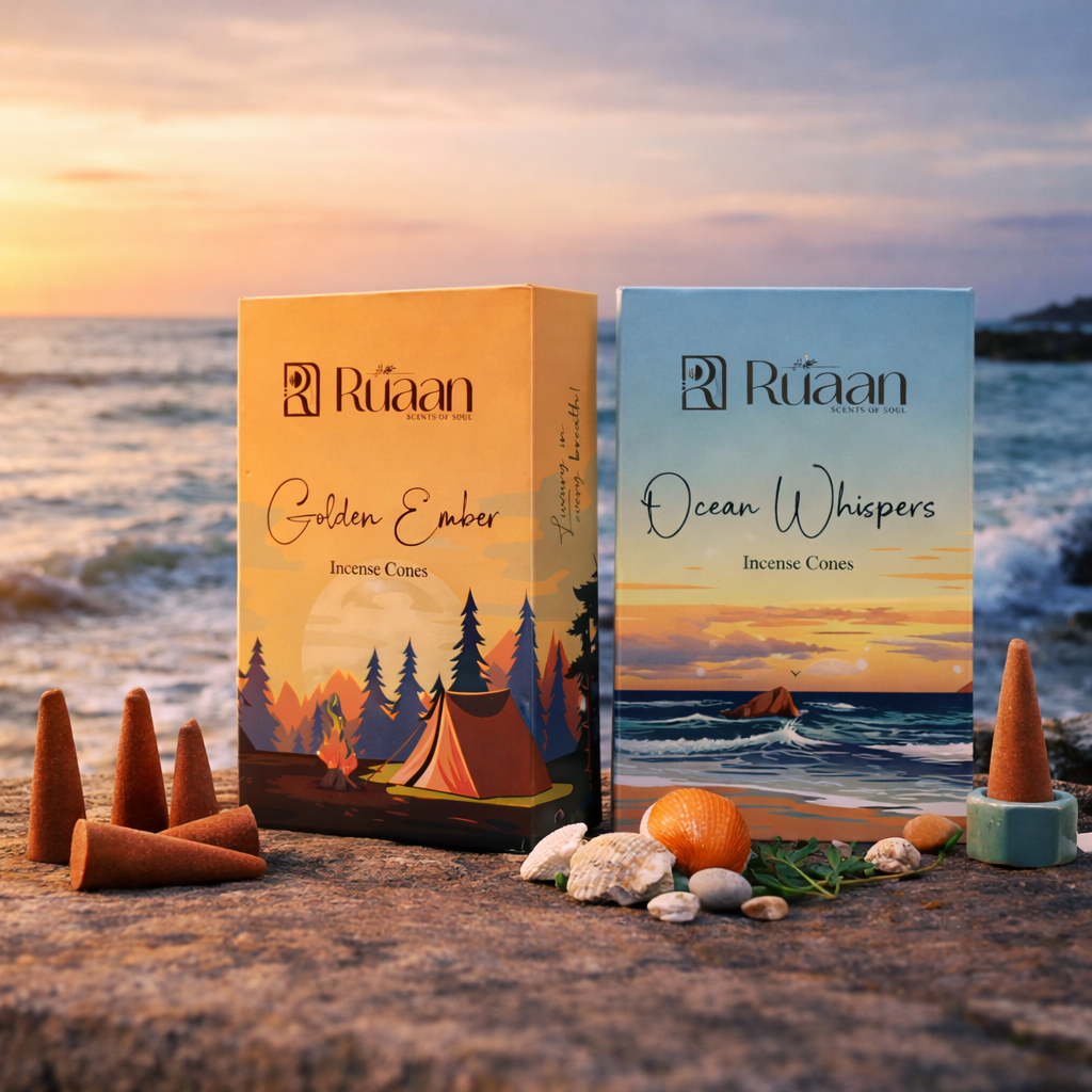 Ocean Whispers & Golden Ember Incense Cones Combo