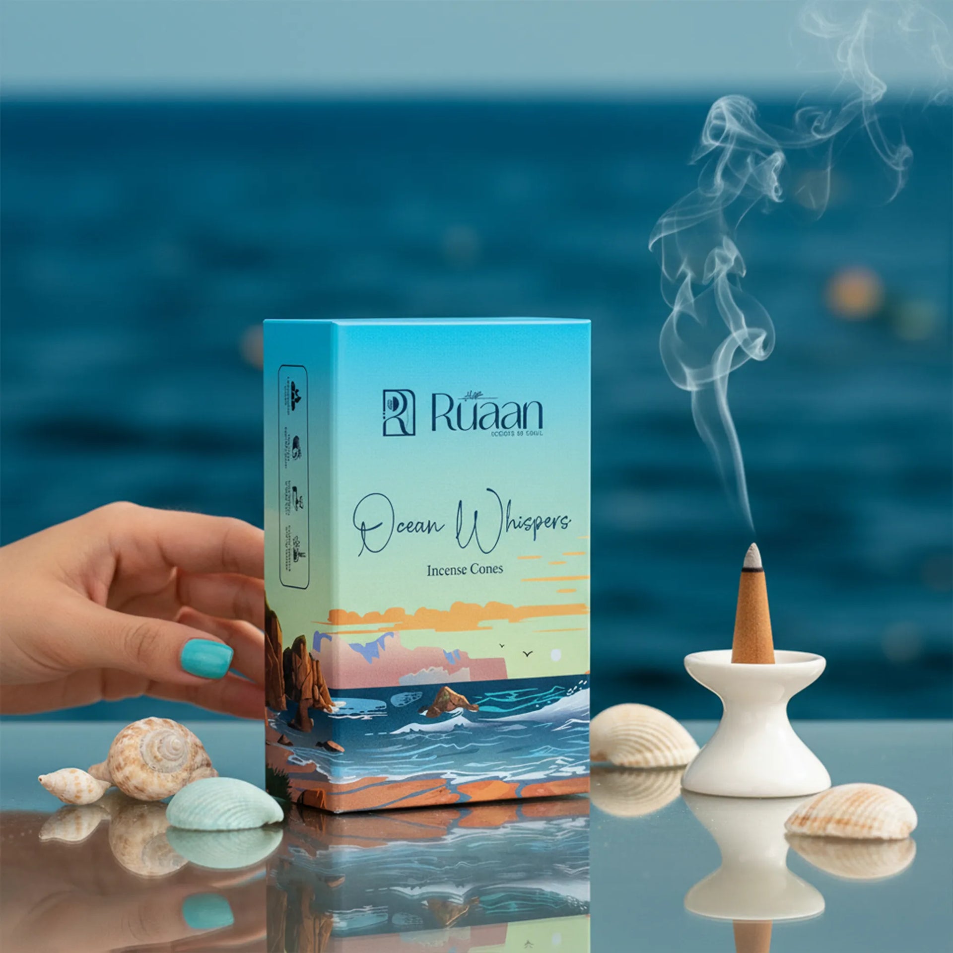 Ocean Whispers Incense Cones – Aqua Marine